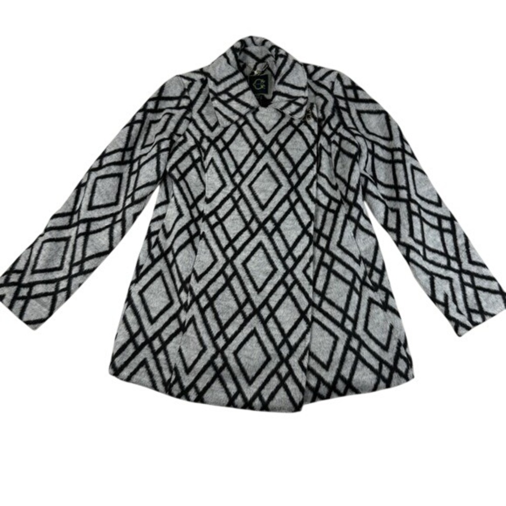 C. Wonder Geometric Diamond Zip Coat Womens XXS Gray Black